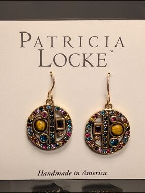 Patricia Locke Gold-Tone Multi-Color Crystal Round Drop Earrings